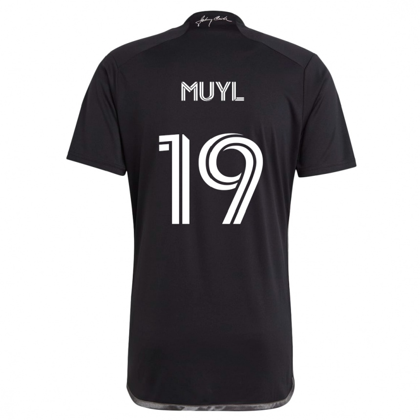 Kids Football Alex Muyl #19 Black Away Jersey 2024/25 T-Shirt Za