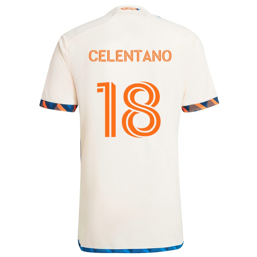 Kids Football Roman Celentano #18 White Orange Away Jersey 2024/25 T-Shirt Za