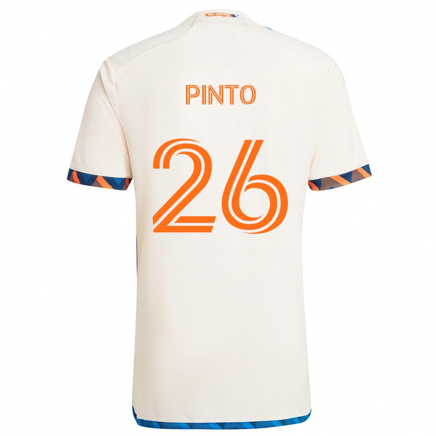 Kids Football Malik Pinto #26 White Orange Away Jersey 2024/25 T-Shirt Za