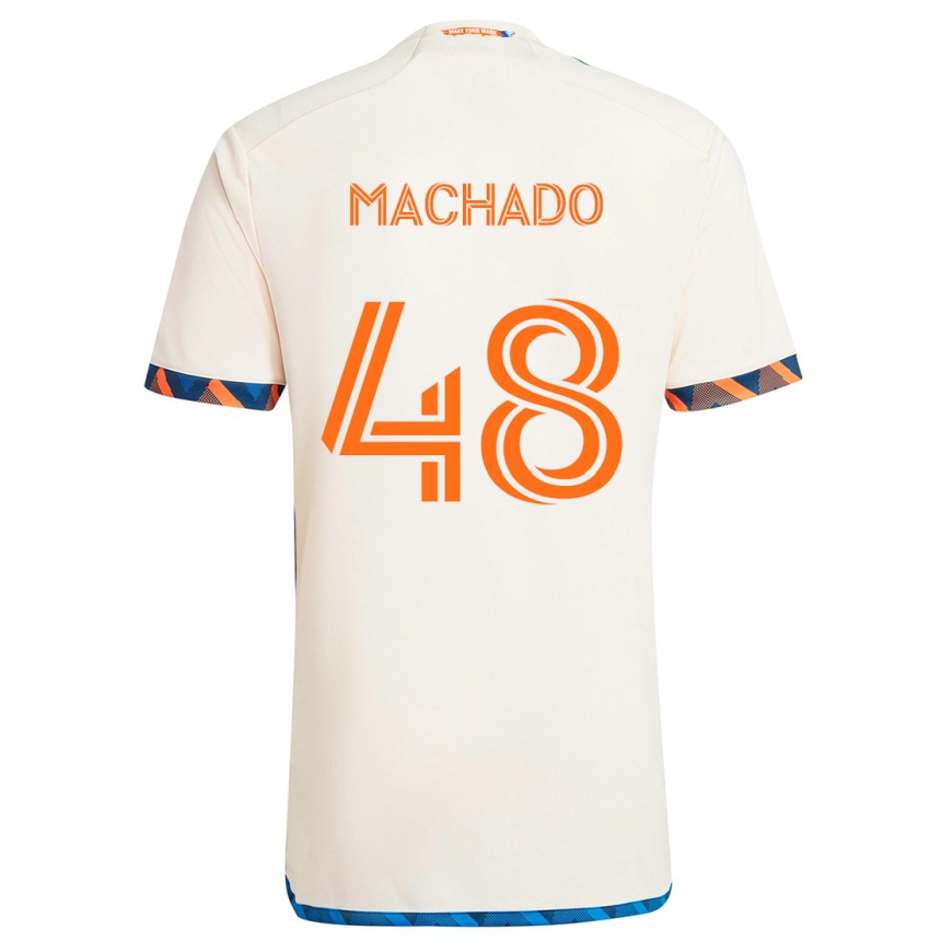 Kids Football Juan Machado #48 White Orange Away Jersey 2024/25 T-Shirt Za