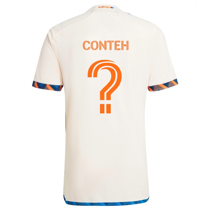 Kids Football Haroun Conteh #0 White Orange Away Jersey 2024/25 T-Shirt Za