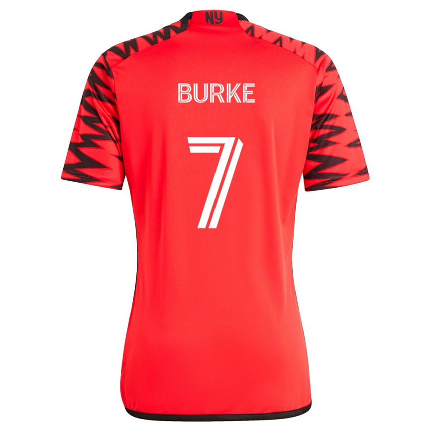 Kids Football Cory Burke #7 Red Black White Away Jersey 2024/25 T-Shirt Za