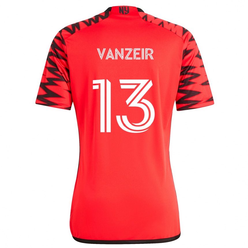 Kids Football Dante Vanzeir #13 Red Black White Away Jersey 2024/25 T-Shirt Za