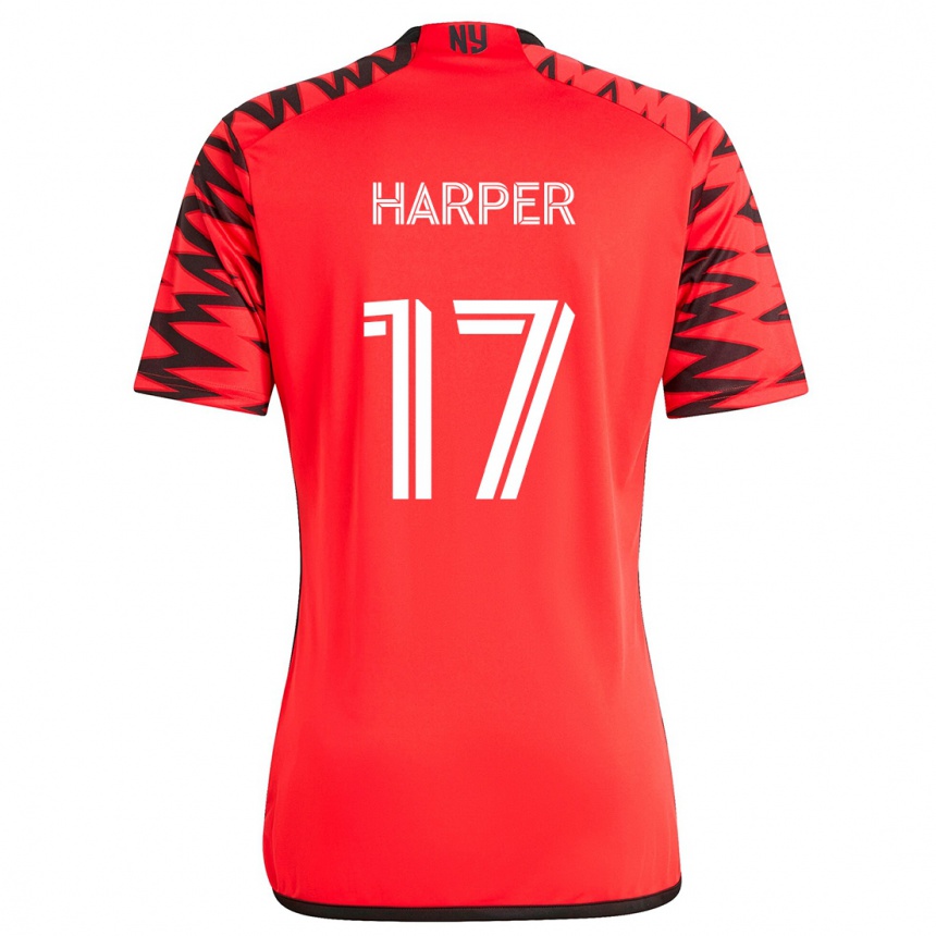 Kids Football Cameron Harper #17 Red Black White Away Jersey 2024/25 T-Shirt Za