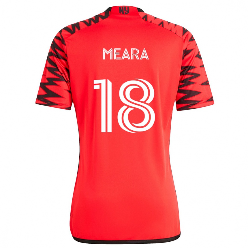 Kids Football Ryan Meara #18 Red Black White Away Jersey 2024/25 T-Shirt Za