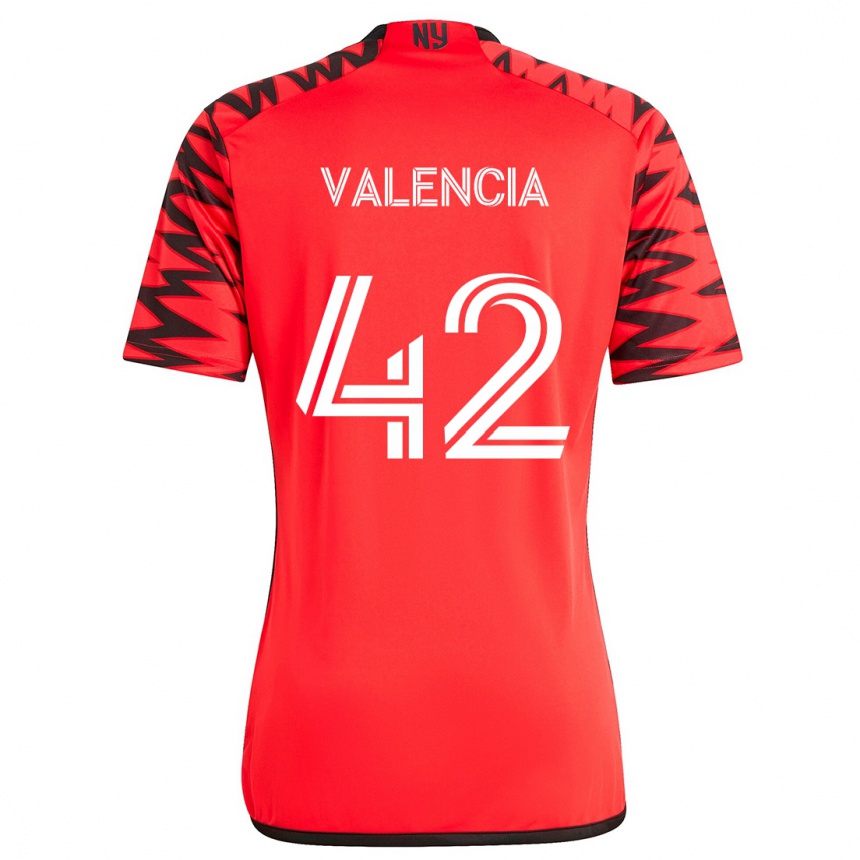 Kids Football Omar Valencia #42 Red Black White Away Jersey 2024/25 T-Shirt Za