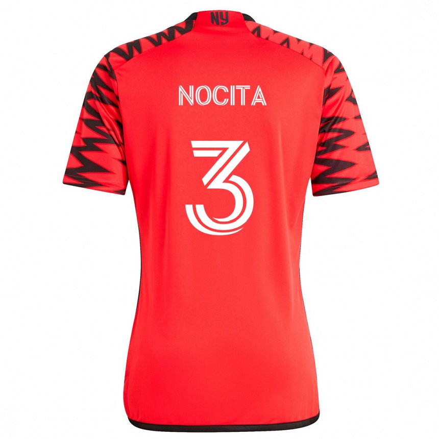 Kids Football Matthew Nocita #3 Red Black White Away Jersey 2024/25 T-Shirt Za