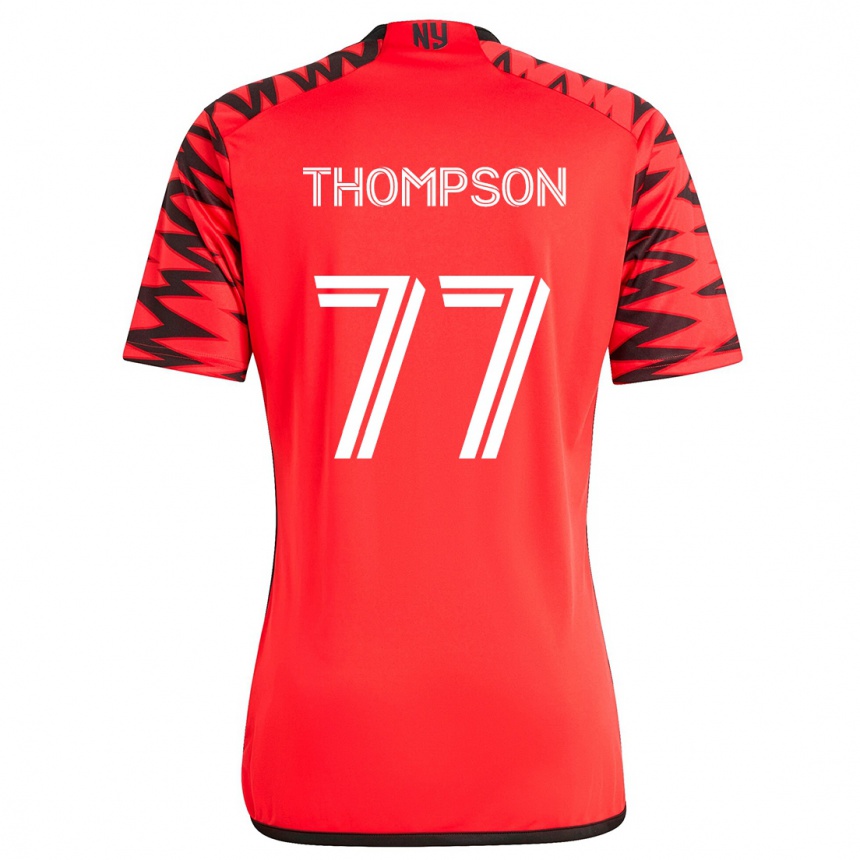 Kids Football Amos Shapiro-Thompson #77 Red Black White Away Jersey 2024/25 T-Shirt Za