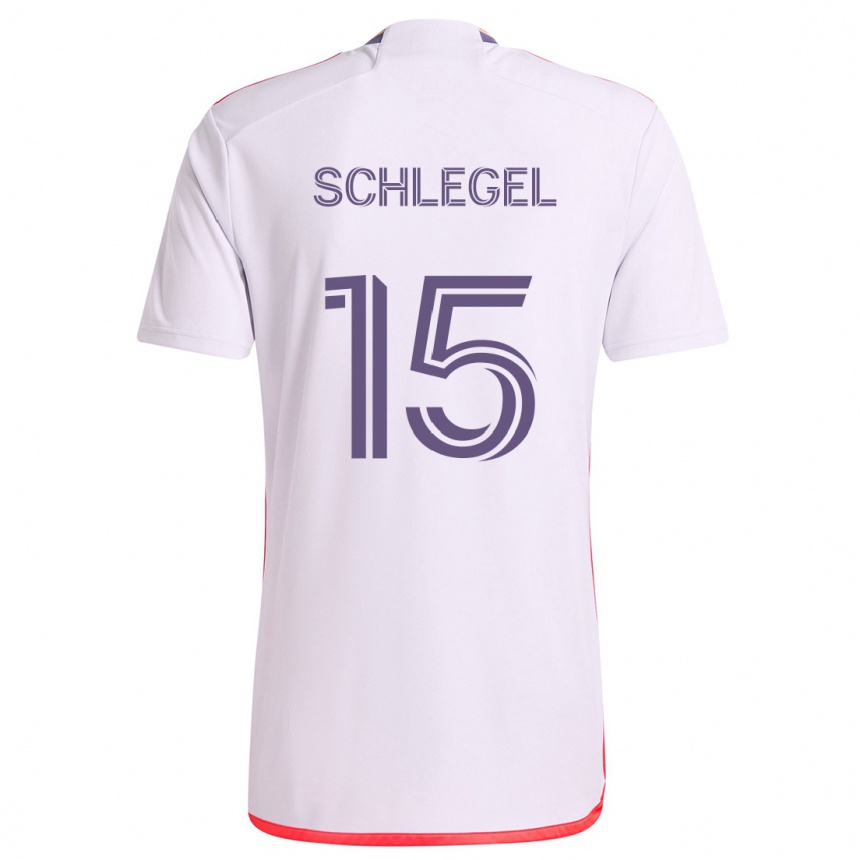 Kids Football Rodrigo Schlegel #15 White Red Purple Away Jersey 2024/25 T-Shirt Za