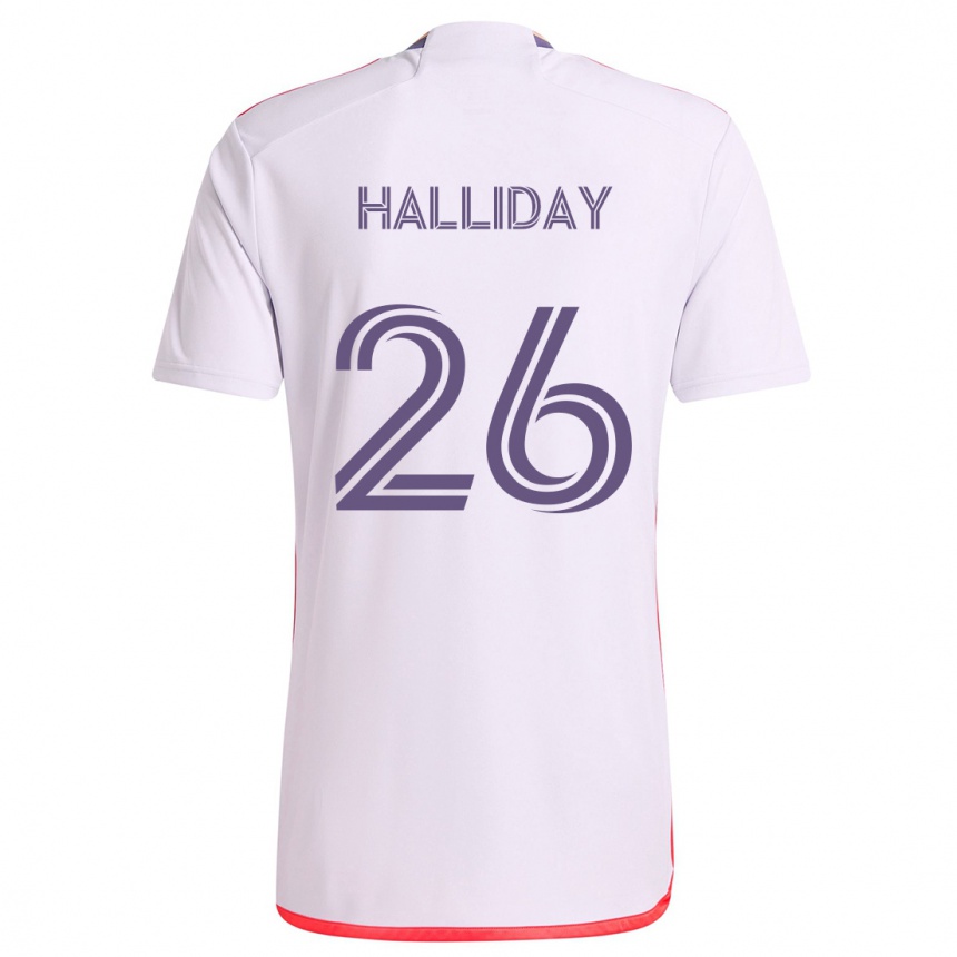 Kids Football Michael Halliday #26 White Red Purple Away Jersey 2024/25 T-Shirt Za