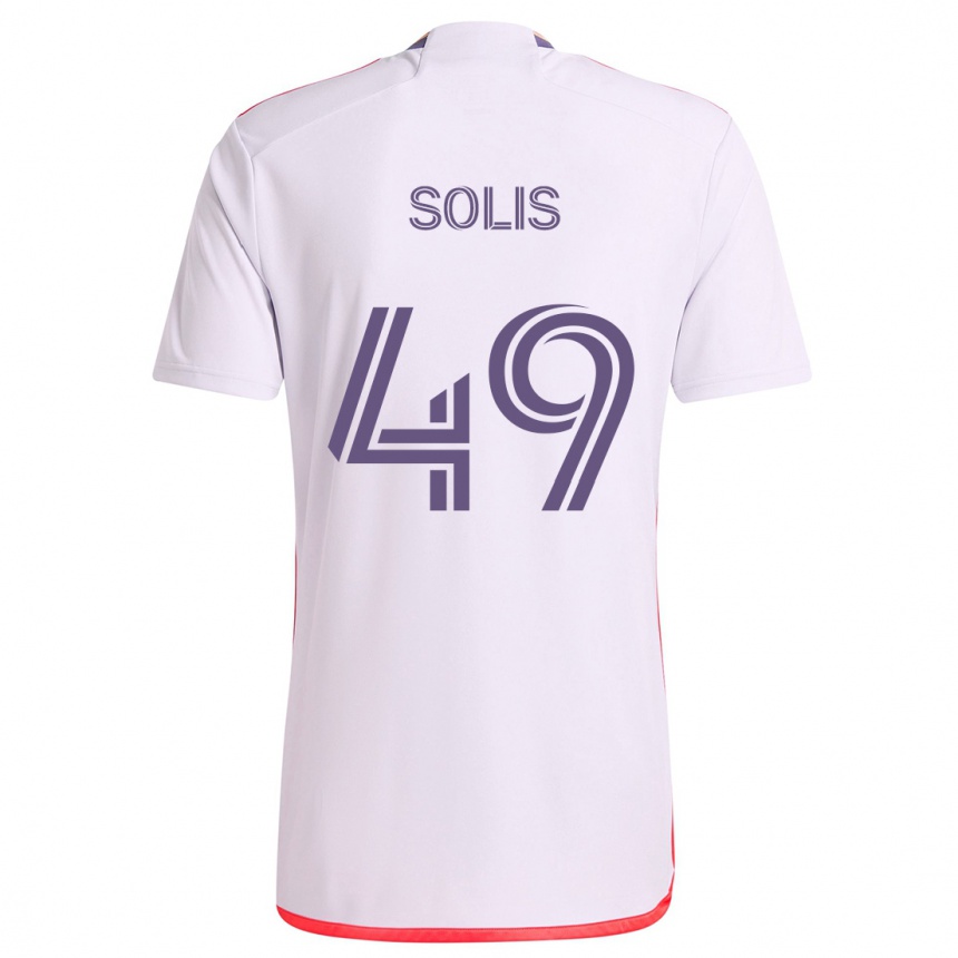 Kids Football Jhon Solís #49 White Red Purple Away Jersey 2024/25 T-Shirt Za