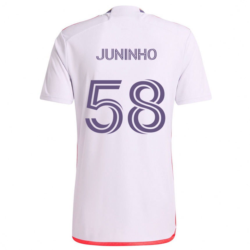 Kids Football Juninho #58 White Red Purple Away Jersey 2024/25 T-Shirt Za