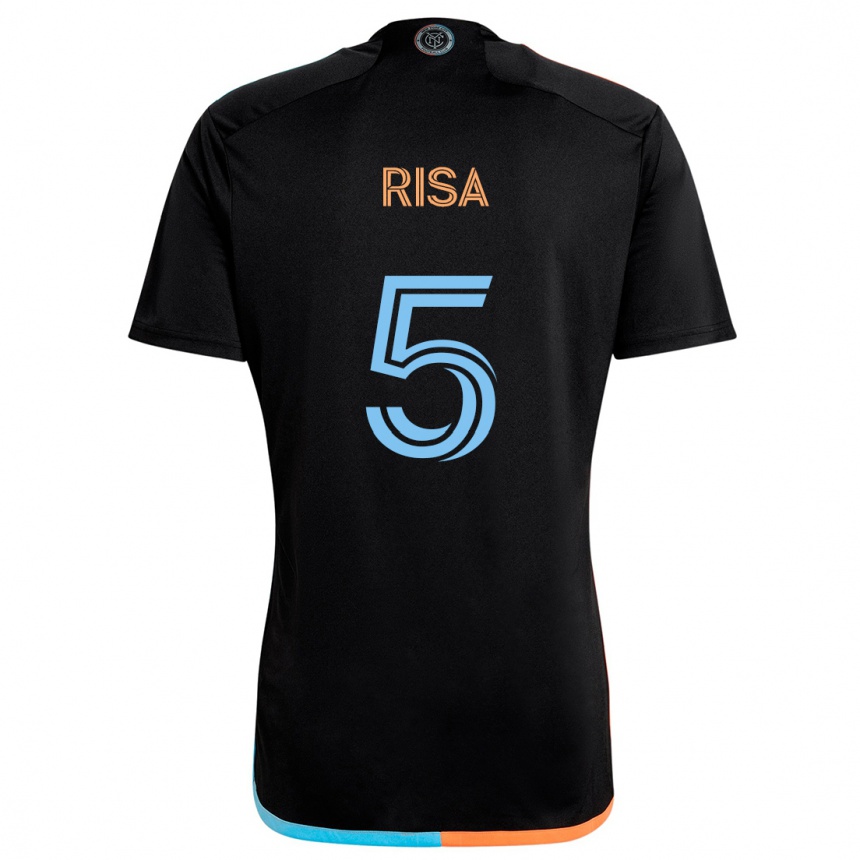 Kids Football Birk Risa #5 Black Orange Blue Away Jersey 2024/25 T-Shirt Za