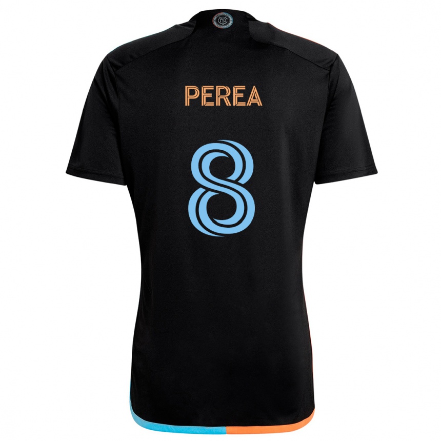 Kids Football Andrés Perea #8 Black Orange Blue Away Jersey 2024/25 T-Shirt Za