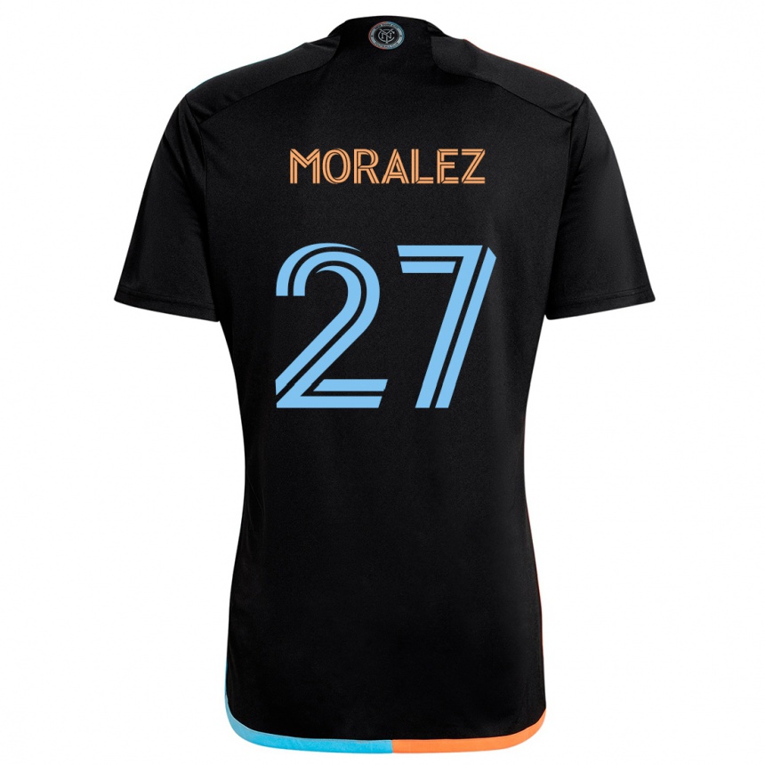 Kids Football Maxi Moralez #27 Black Orange Blue Away Jersey 2024/25 T-Shirt Za