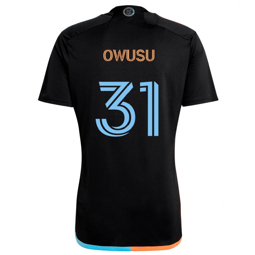 Kids Football Samuel Owusu #31 Black Orange Blue Away Jersey 2024/25 T-Shirt Za