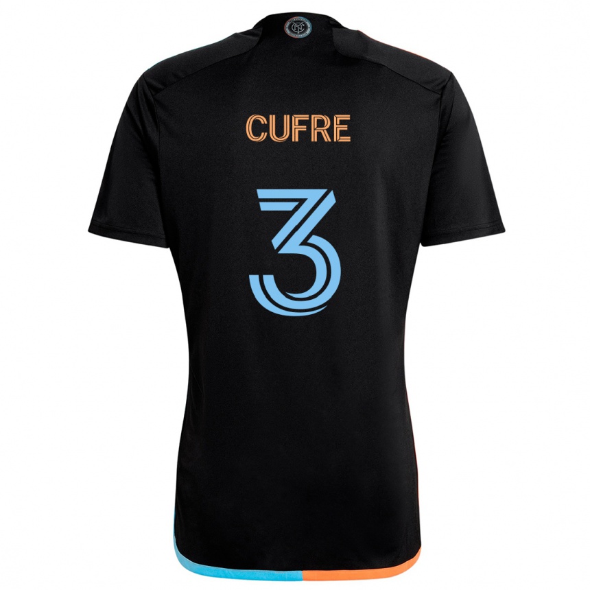 Kids Football Braian Cufré #3 Black Orange Blue Away Jersey 2024/25 T-Shirt Za