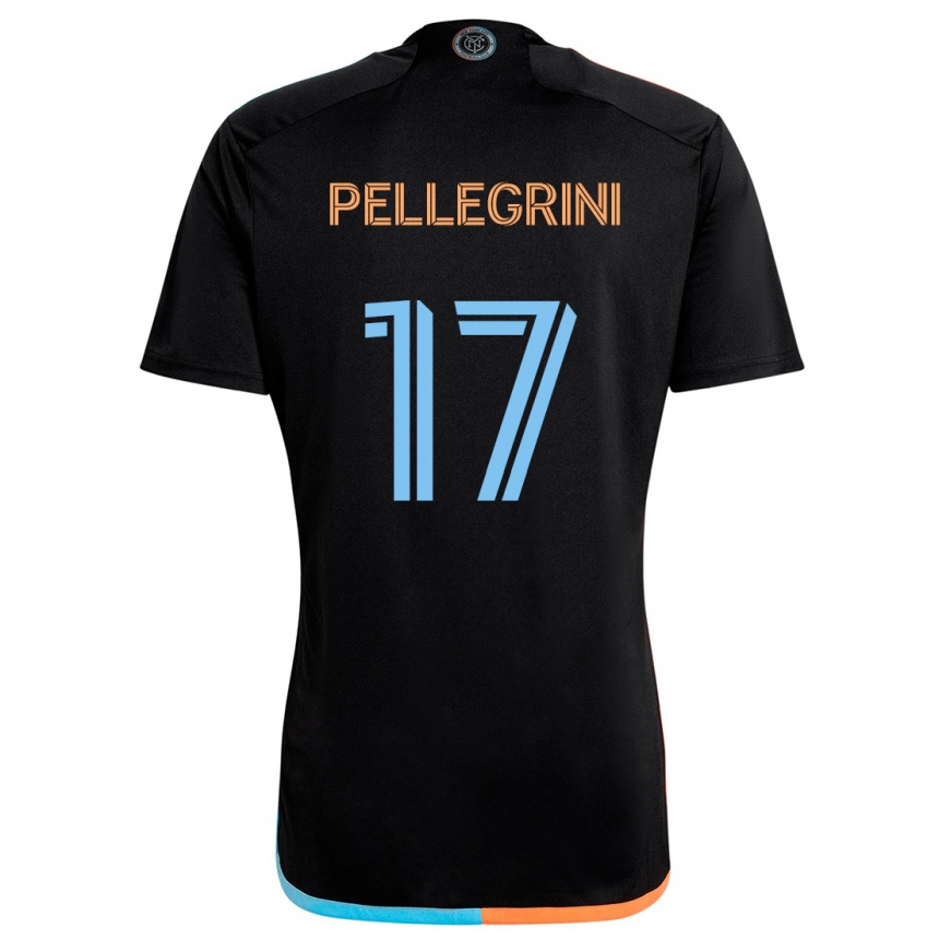 Kids Football Matías Pellegrini #17 Black Orange Blue Away Jersey 2024/25 T-Shirt Za