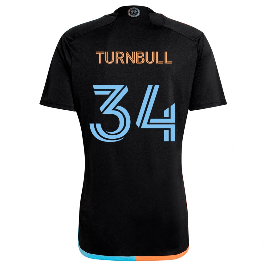 Kids Football Stephen Turnbull #34 Black Orange Blue Away Jersey 2024/25 T-Shirt Za