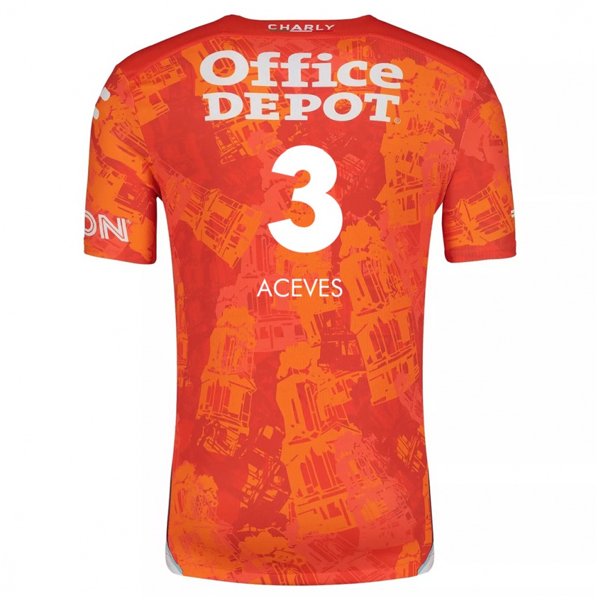 Kids Football Alonso Aceves #3 Orange White Away Jersey 2024/25 T-Shirt Za