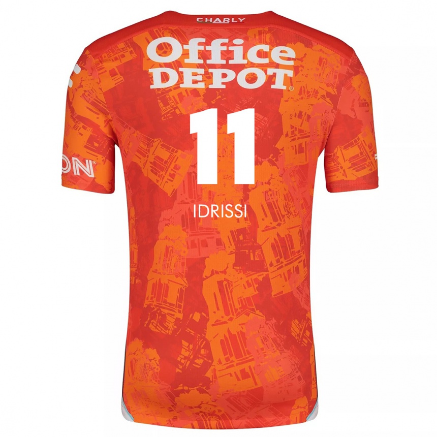 Kids Football Oussama Idrissi #11 Orange White Away Jersey 2024/25 T-Shirt Za