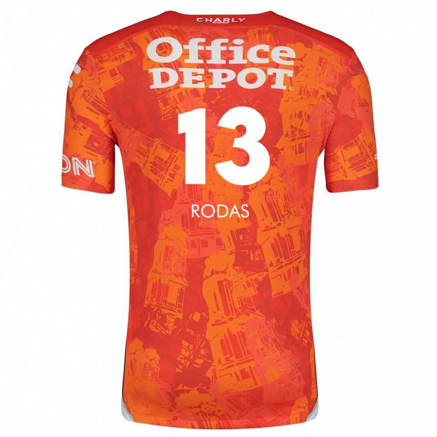 Kids Football Carlos Rodas #13 Orange White Away Jersey 2024/25 T-Shirt Za