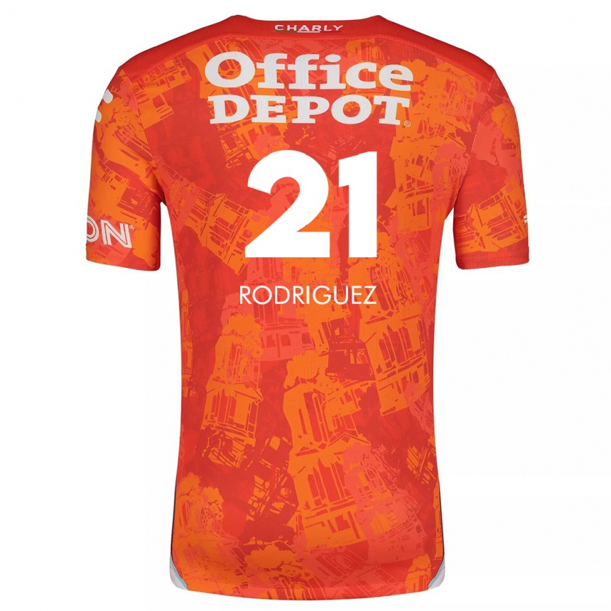 Kids Football Valentín Rodríguez #21 Orange White Away Jersey 2024/25 T-Shirt Za