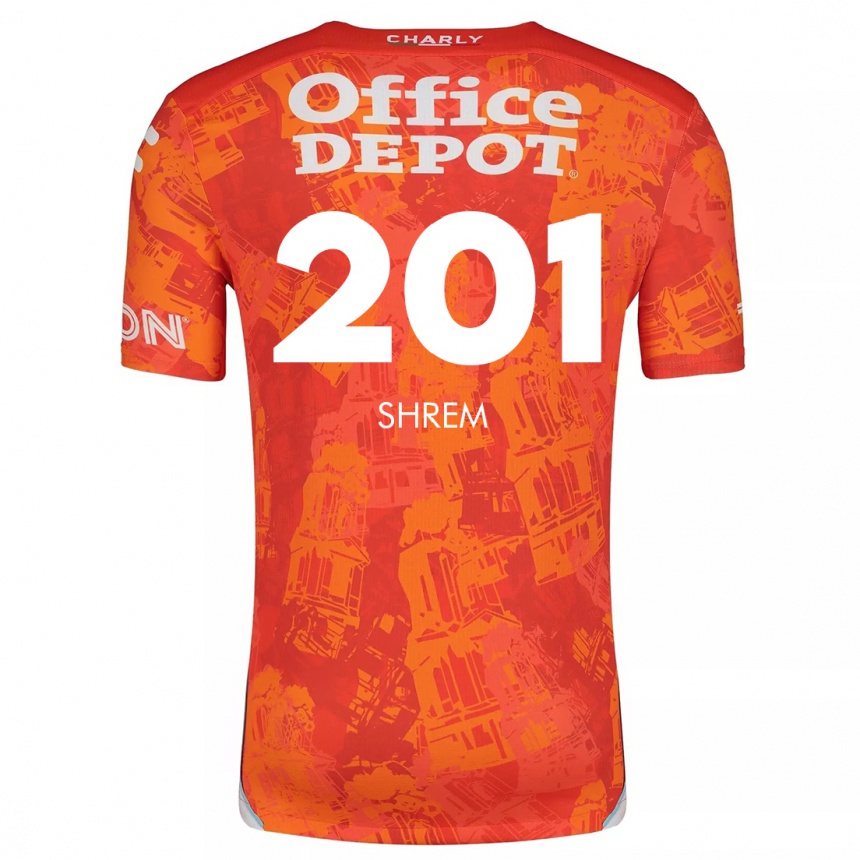 Kids Football David Shrem #201 Orange White Away Jersey 2024/25 T-Shirt Za