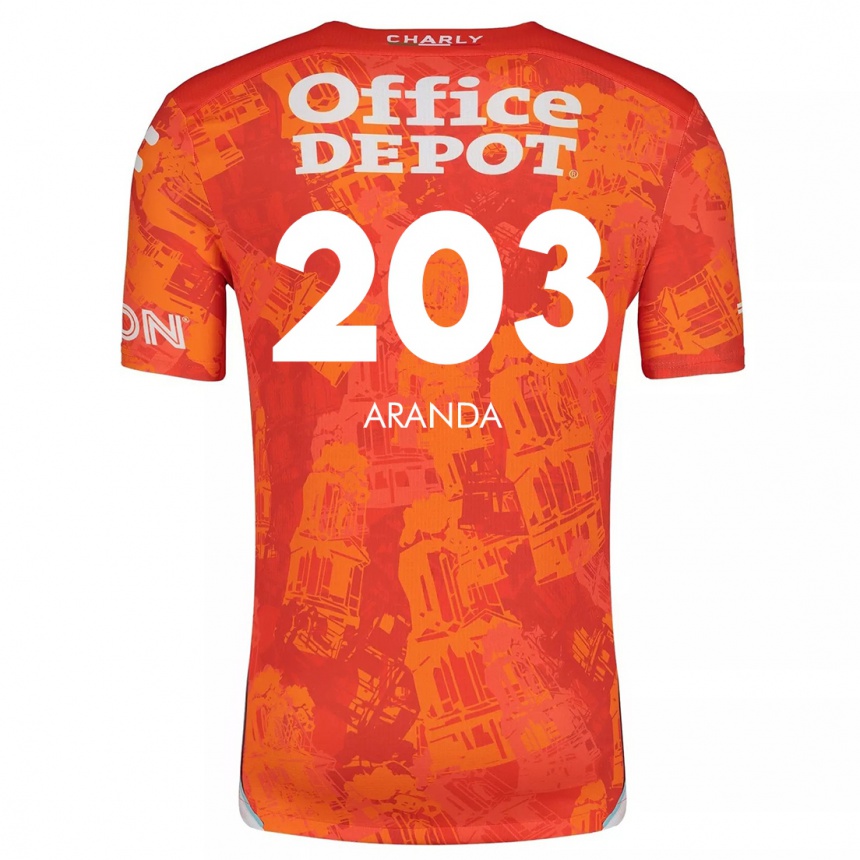 Kids Football Juan Aranda #203 Orange White Away Jersey 2024/25 T-Shirt Za