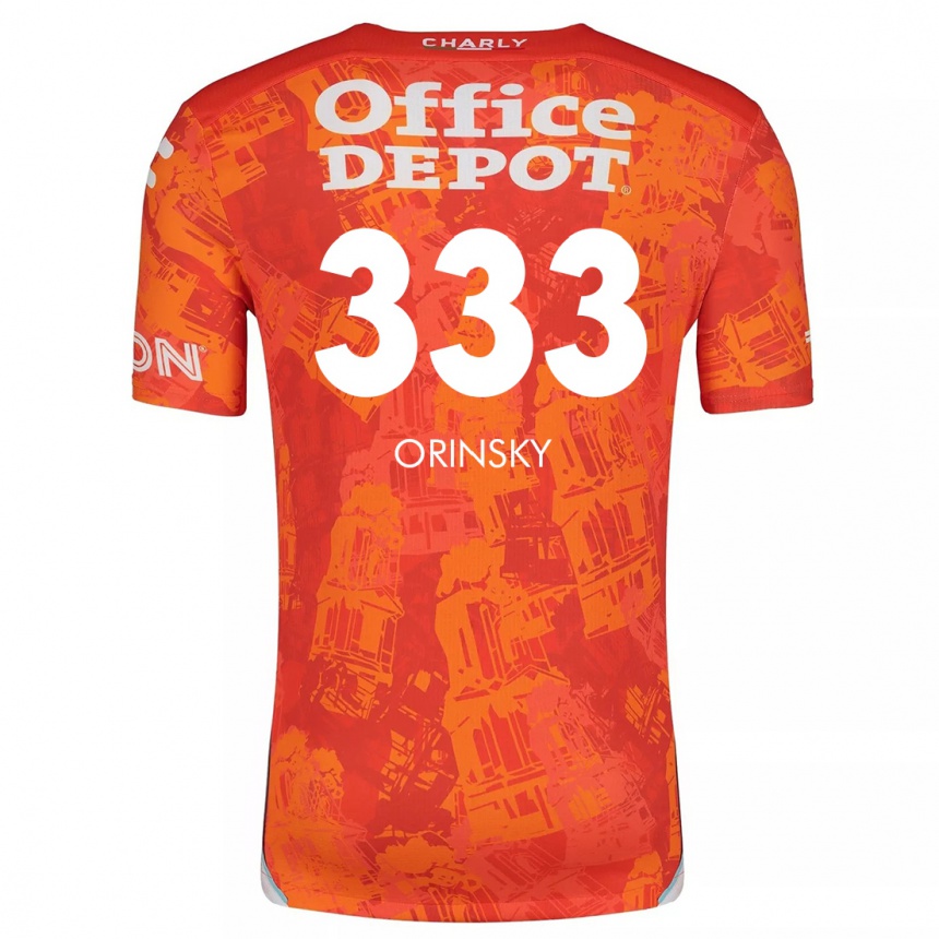 Kids Football Edson Orinsky #333 Orange White Away Jersey 2024/25 T-Shirt Za