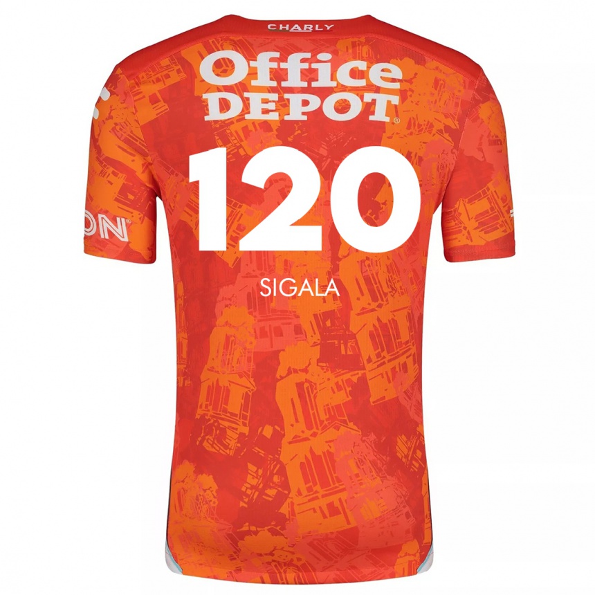 Kids Football Juan Sigala #120 Orange White Away Jersey 2024/25 T-Shirt Za