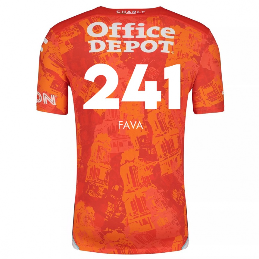 Kids Football Marco Fava #241 Orange White Away Jersey 2024/25 T-Shirt Za