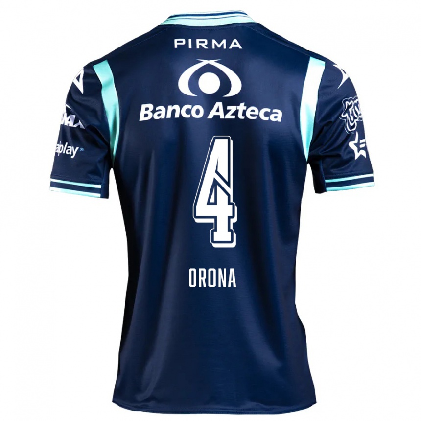 Kids Football Efraín Orona #4 Navy Blue Away Jersey 2024/25 T-Shirt Za