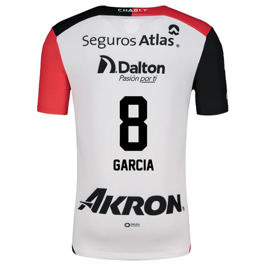 Kids Football Mateo García #8 White Red Black Away Jersey 2024/25 T-Shirt Za