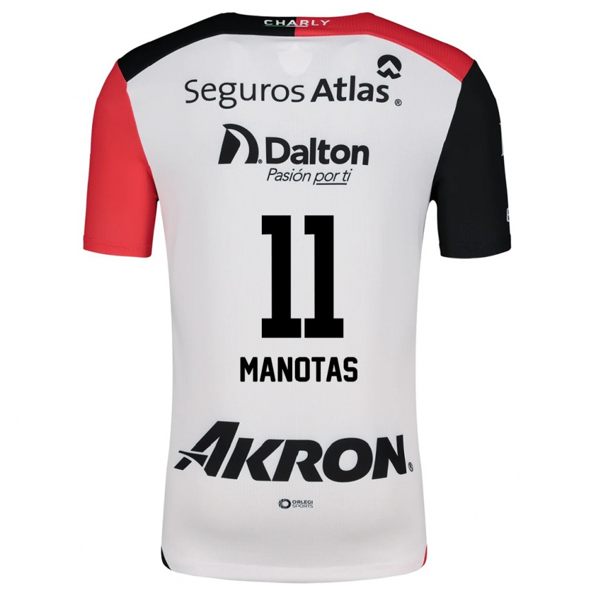 Kids Football Mauro Manotas #11 White Red Black Away Jersey 2024/25 T-Shirt Za