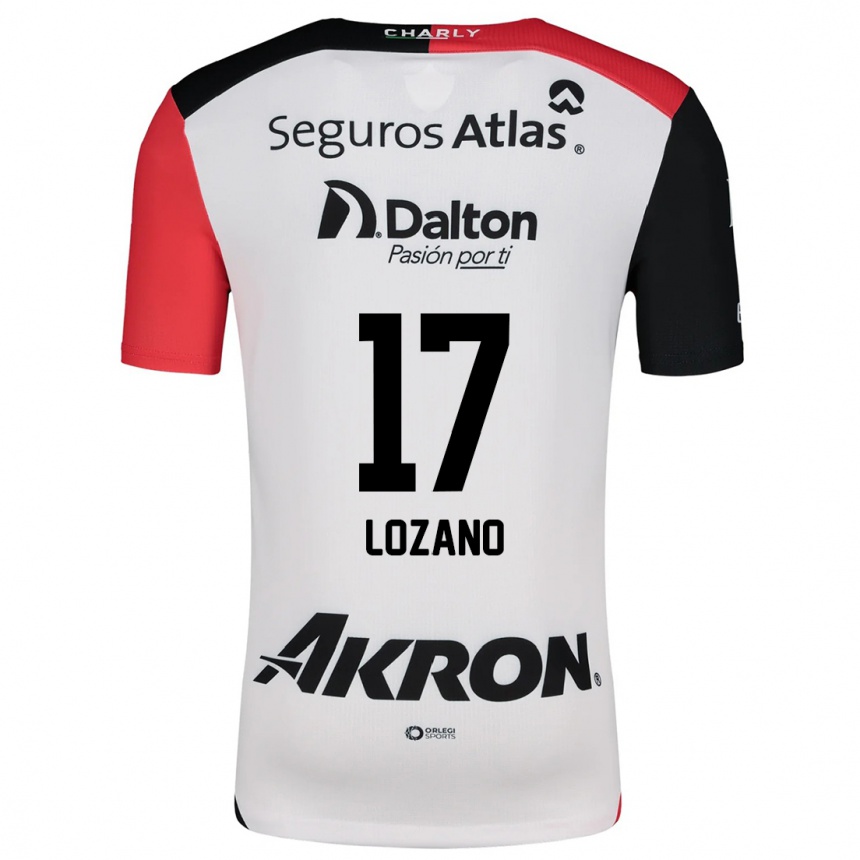 Kids Football José Lozano #17 White Red Black Away Jersey 2024/25 T-Shirt Za