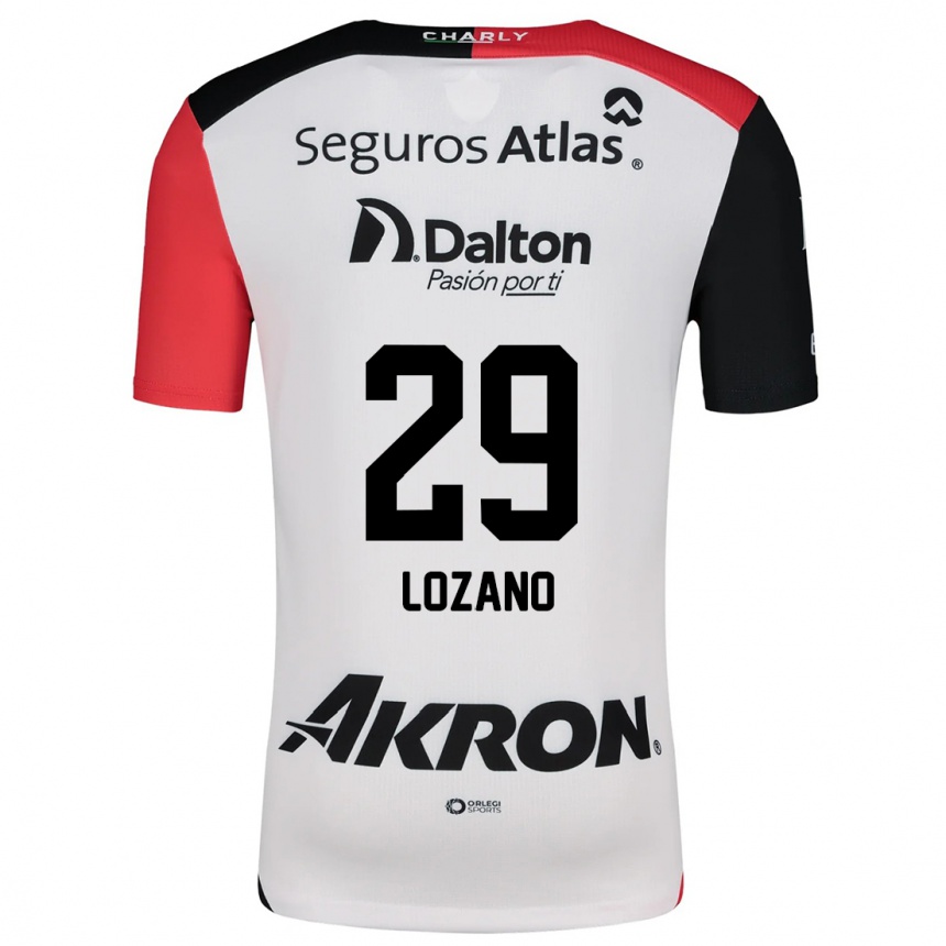 Kids Football Brian Lozano #29 White Red Black Away Jersey 2024/25 T-Shirt Za