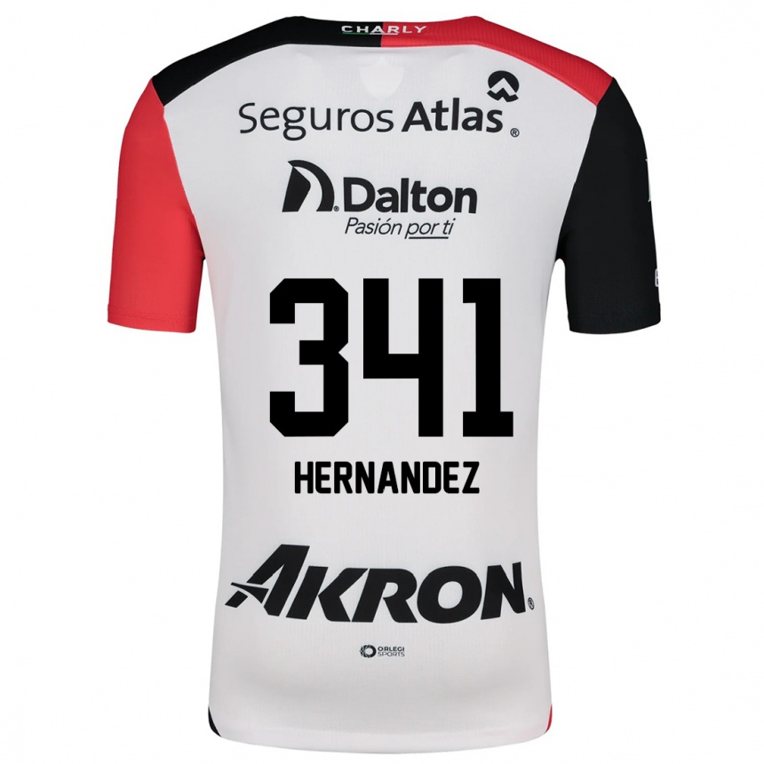 Kids Football Leonardo Hernández #341 White Red Black Away Jersey 2024/25 T-Shirt Za