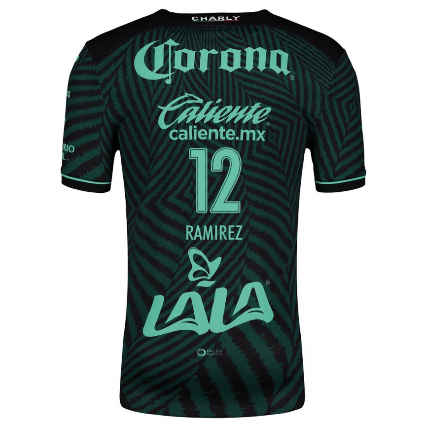 Kids Football Santiago Ramírez #12 Black Green Away Jersey 2024/25 T-Shirt Za