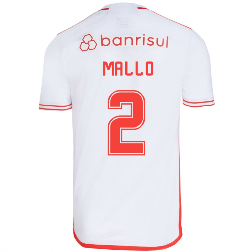 Kids Football Hugo Mallo #2 White Red Away Jersey 2024/25 T-Shirt Za