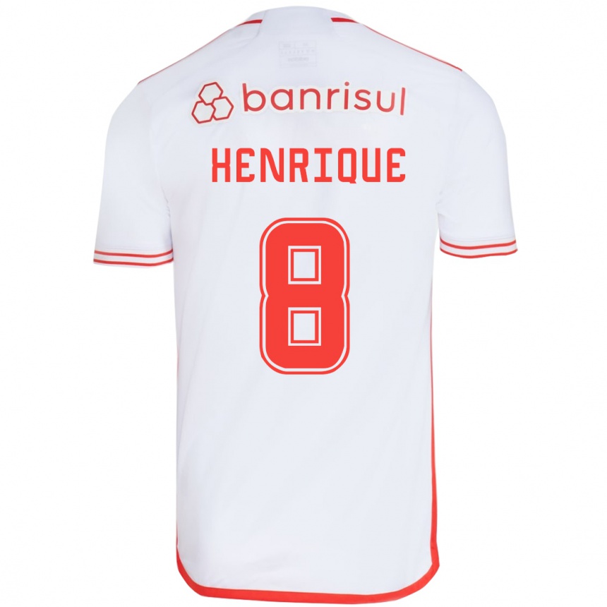 Kids Football Bruno Henrique #8 White Red Away Jersey 2024/25 T-Shirt Za