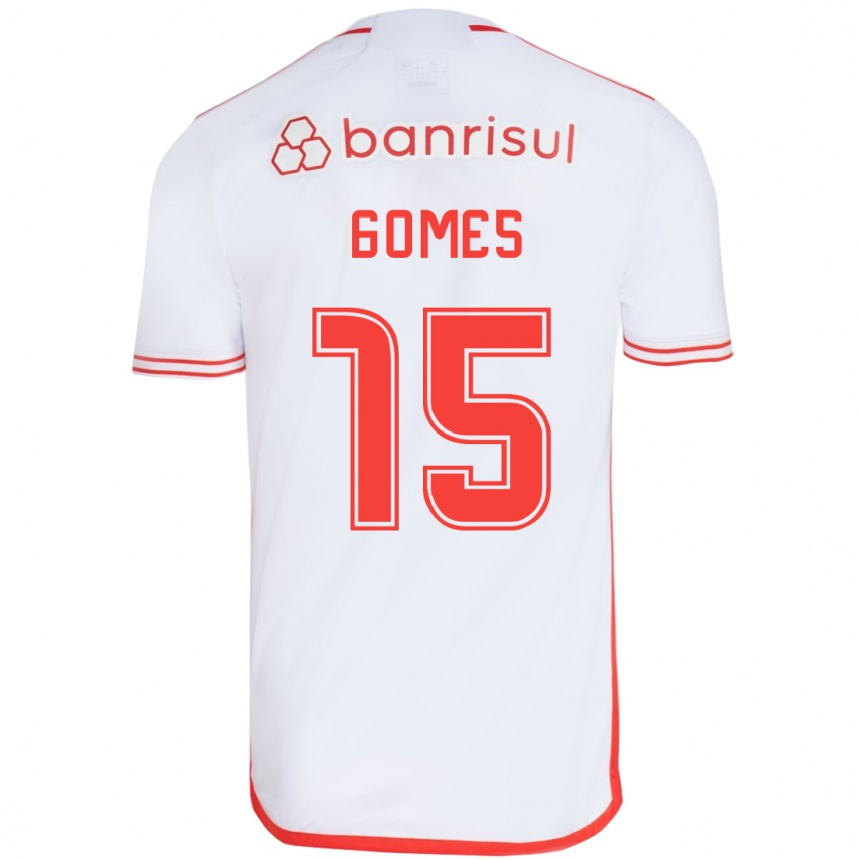 Kids Football Bruno Gomes #15 White Red Away Jersey 2024/25 T-Shirt Za