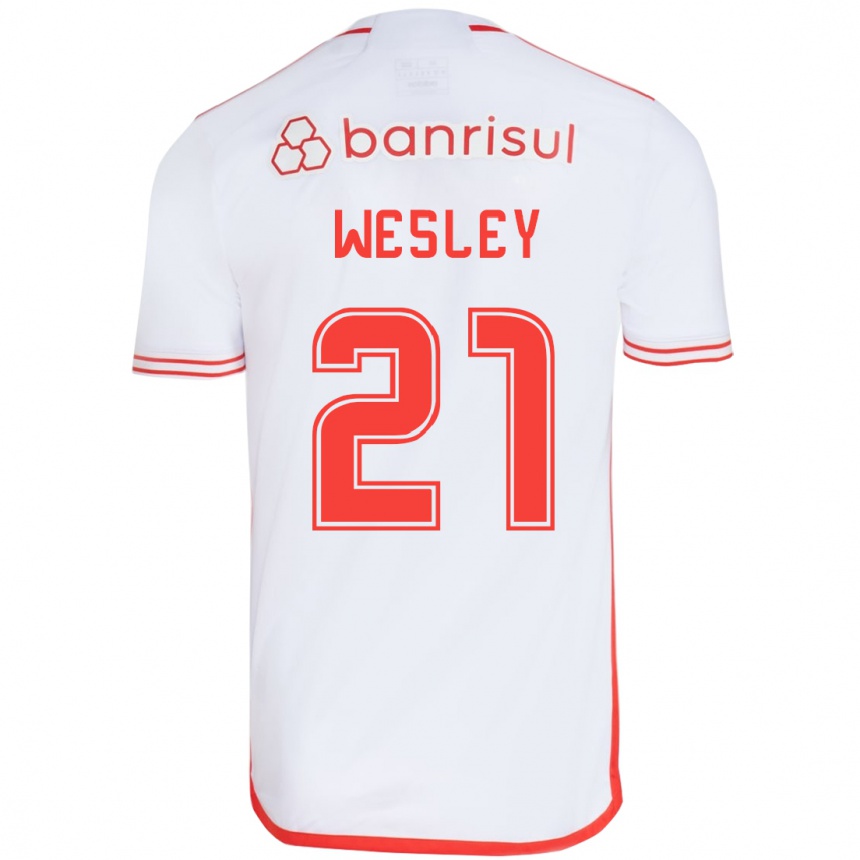 Kids Football Wesley #21 White Red Away Jersey 2024/25 T-Shirt Za