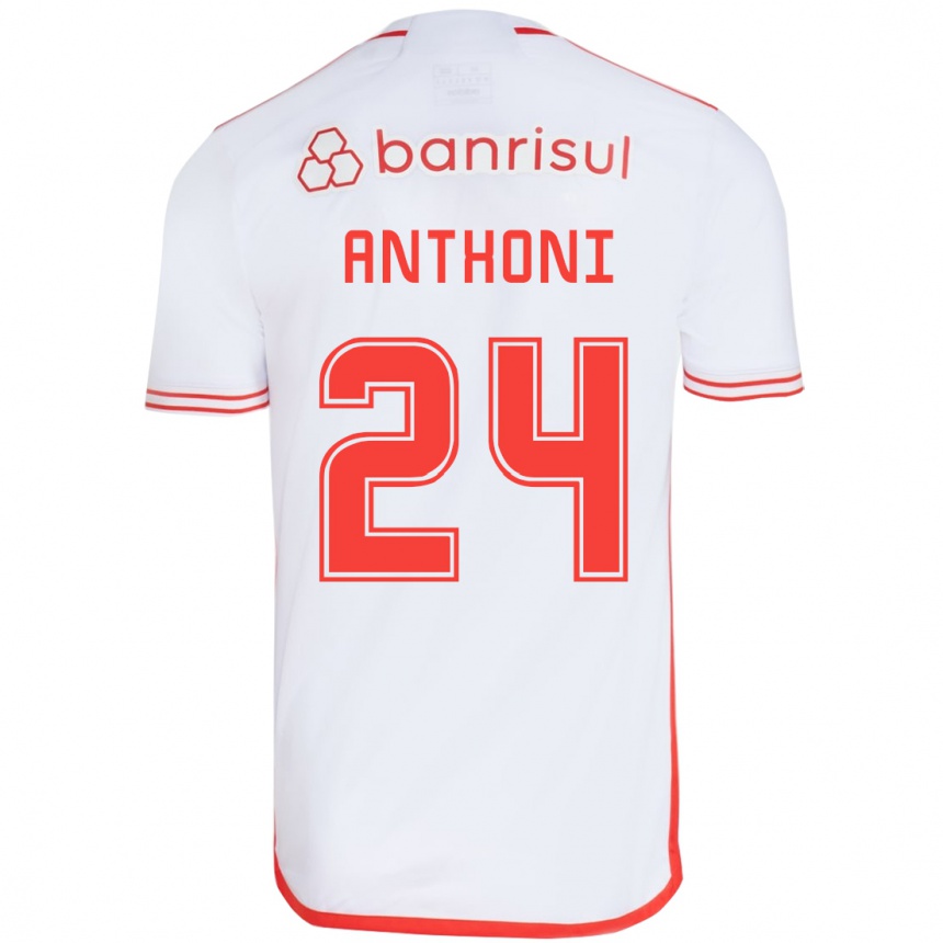 Kids Football Anthoni #24 White Red Away Jersey 2024/25 T-Shirt Za