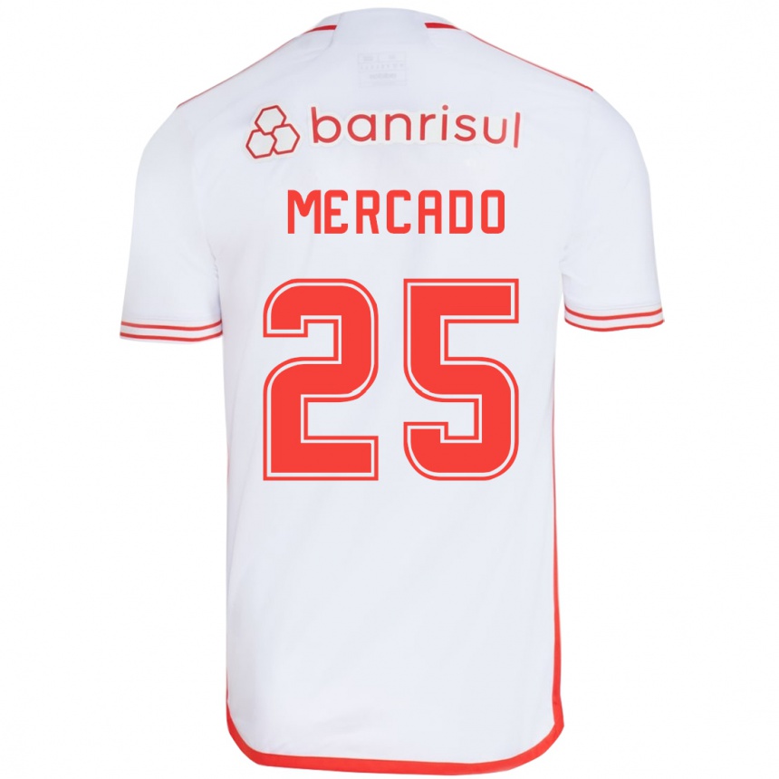 Kids Football Gabriel Mercado #25 White Red Away Jersey 2024/25 T-Shirt Za