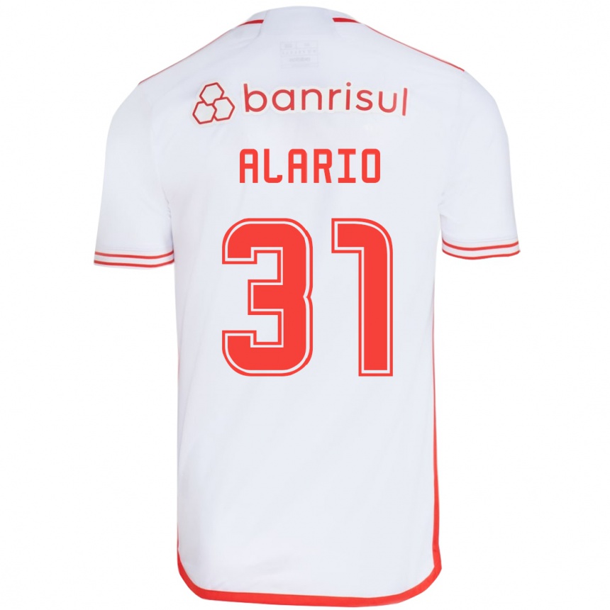 Kids Football Lucas Alario #31 White Red Away Jersey 2024/25 T-Shirt Za