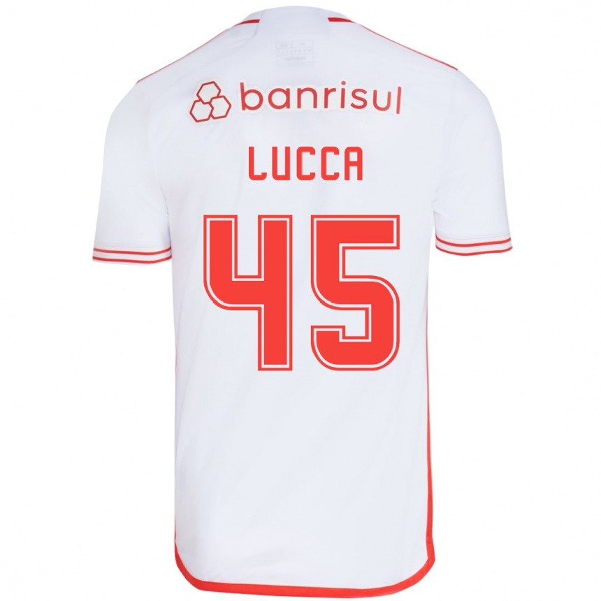 Kids Football Lucca #45 White Red Away Jersey 2024/25 T-Shirt Za