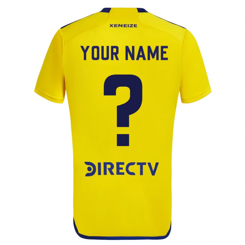 Kids Football Your Name #0 Yellow Blue Away Jersey 2024/25 T-Shirt Za