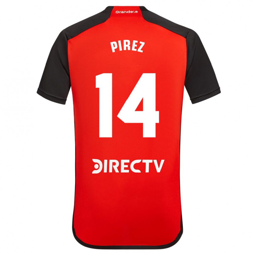 Kids Football Leandro González Pírez #14 Red Black White Away Jersey 2024/25 T-Shirt Za