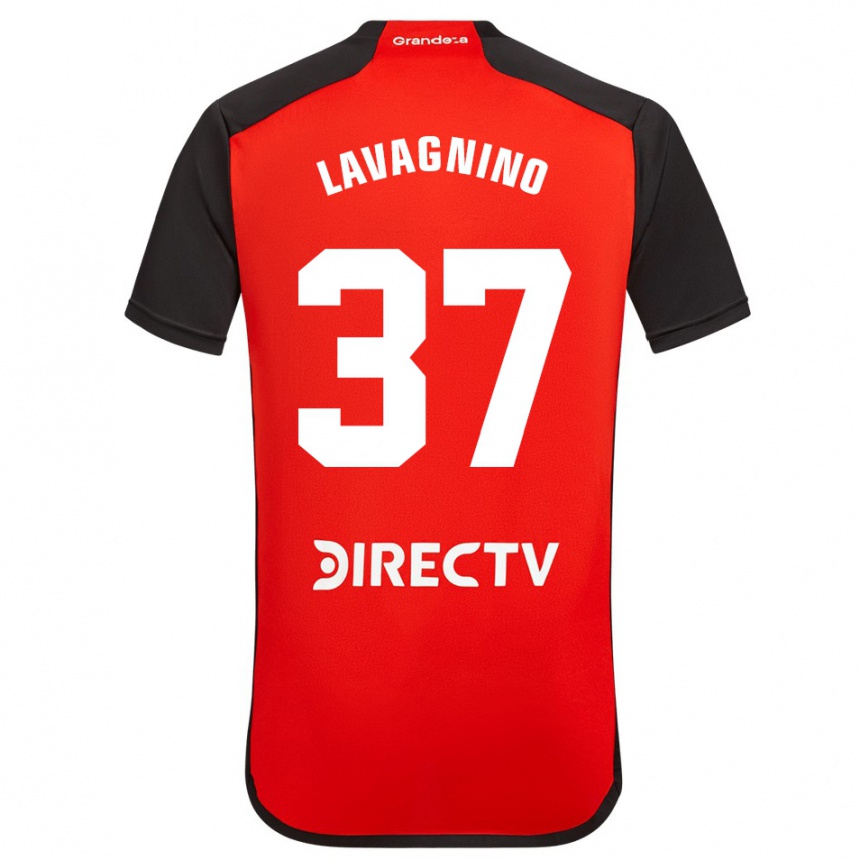 Kids Football Lucas Lavagnino #37 Red Black White Away Jersey 2024/25 T-Shirt Za